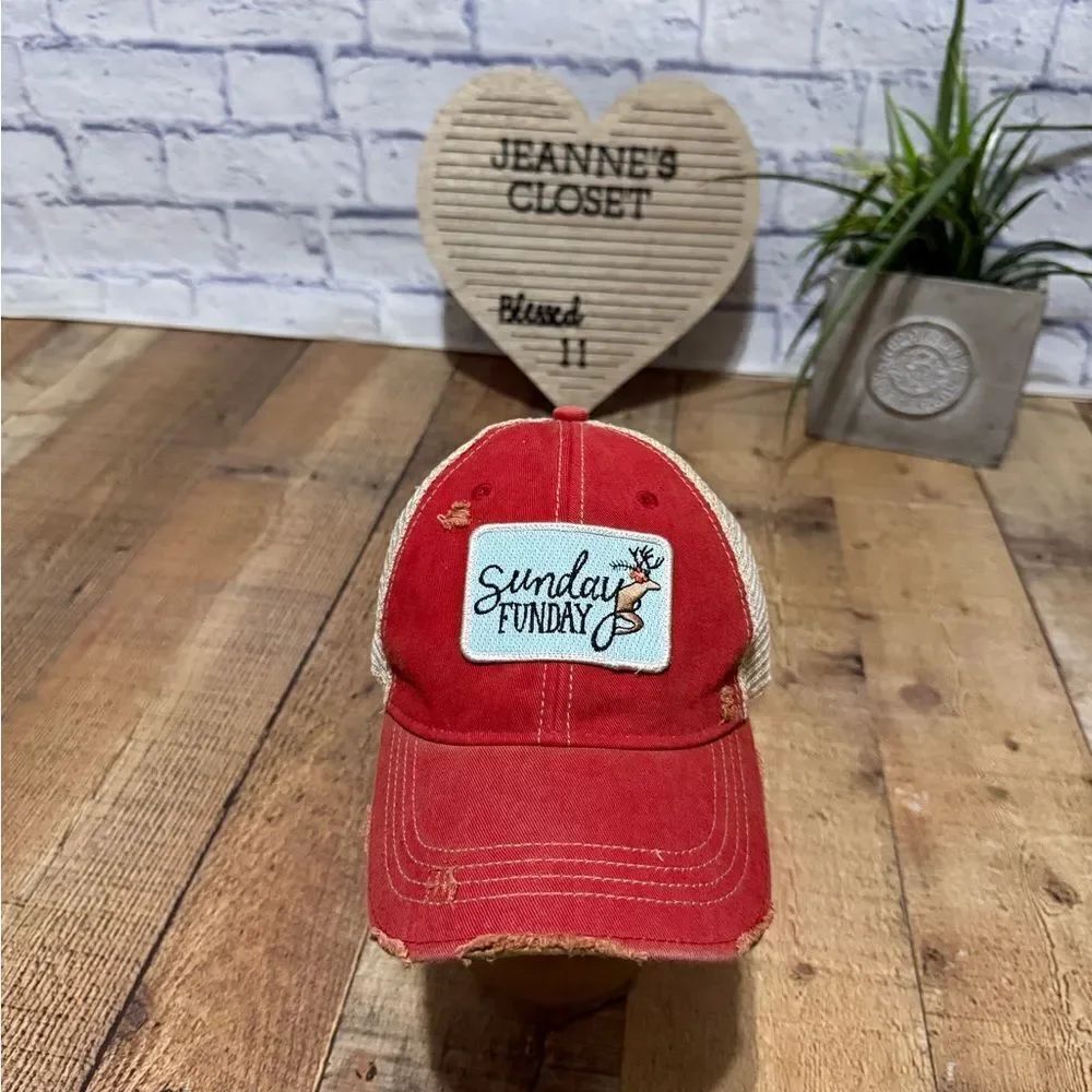 Patch Hat Cap Snapback Judith March Sunday funday Distressed